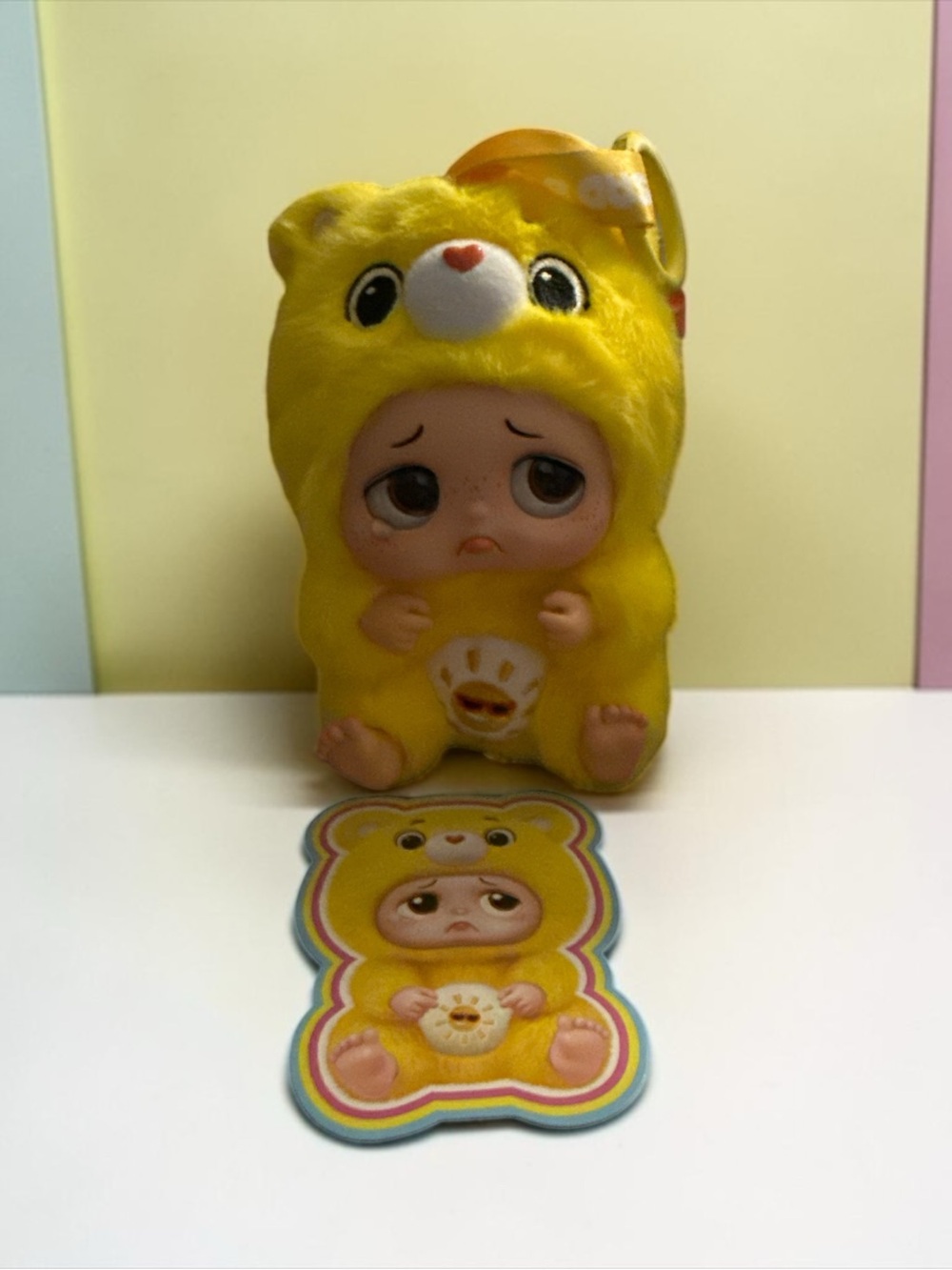 Sad Baby Care Bears Funshine Bear Plush Keychain Super Cute Open Box